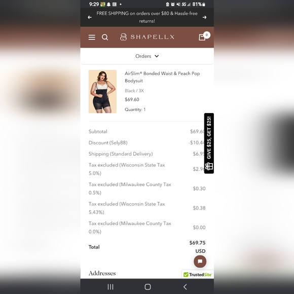 Shapellx Air Slim Bonded Waist & Peach Pop Bodysuit 3X - Picture 8 of 8